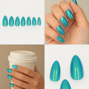 Mermaid Glow – Almond Iridescent Press-On Nails (24 pcs)
