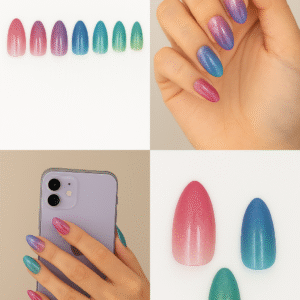 Rainbow Pop – Glitter Gradient Press-On Nails (24 pcs)